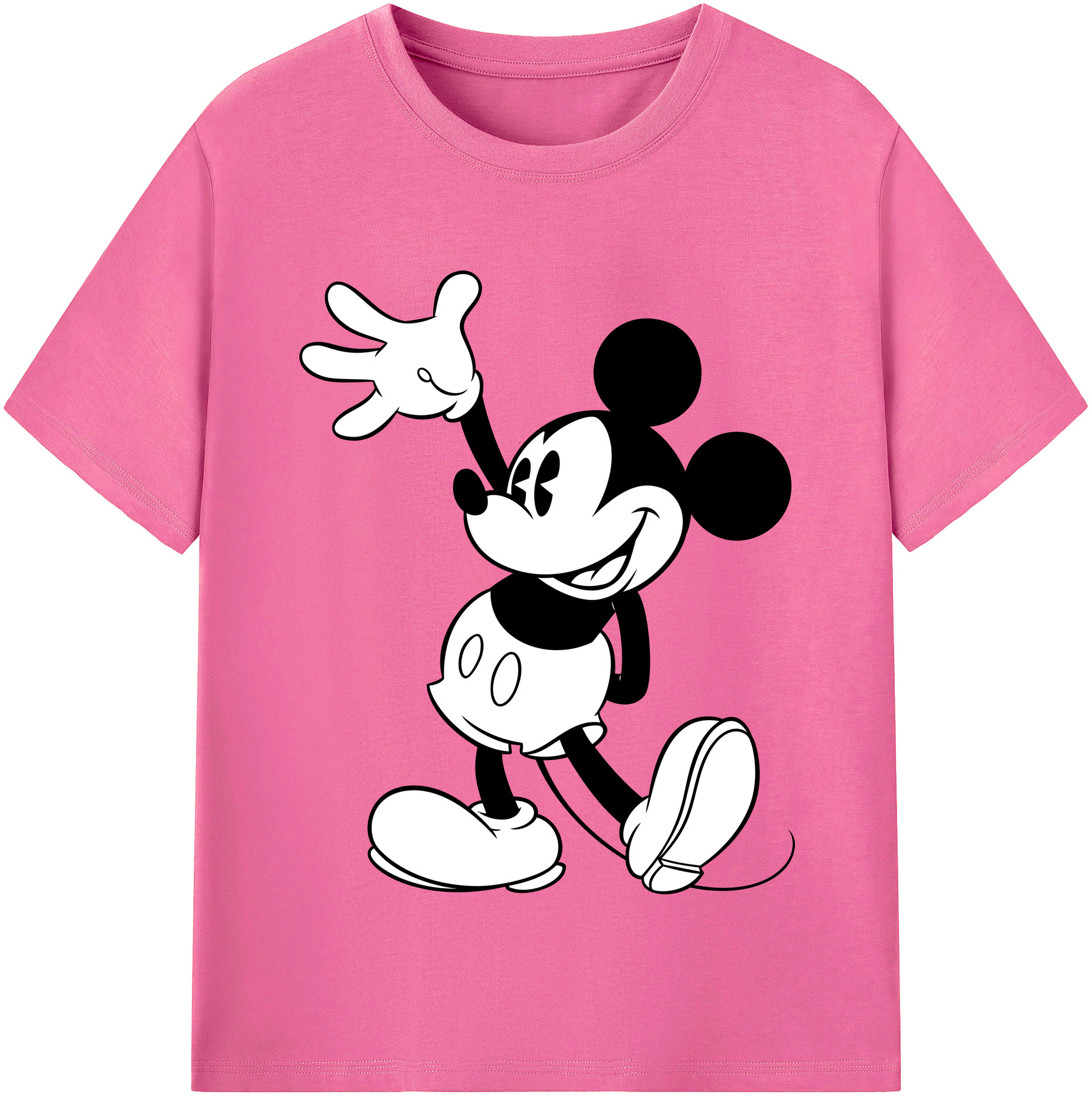 （画像用） ミッキーマウス Mickey Mouse レディースカジュアルプリントTシャツ（綿100％）